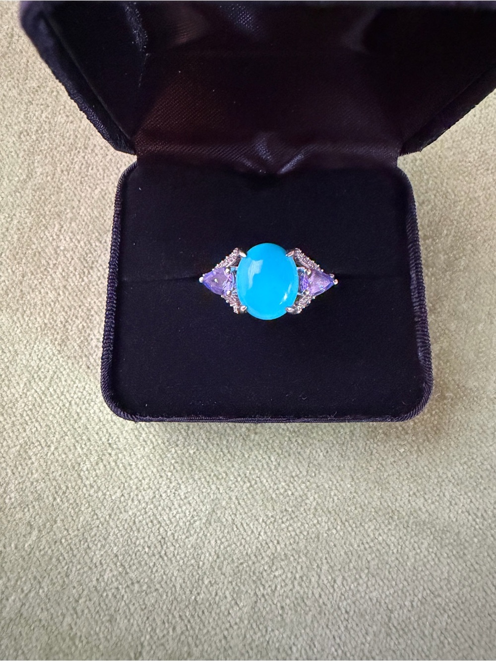 Blue Opal & Amethyst Accent Ring - Women Jewelry